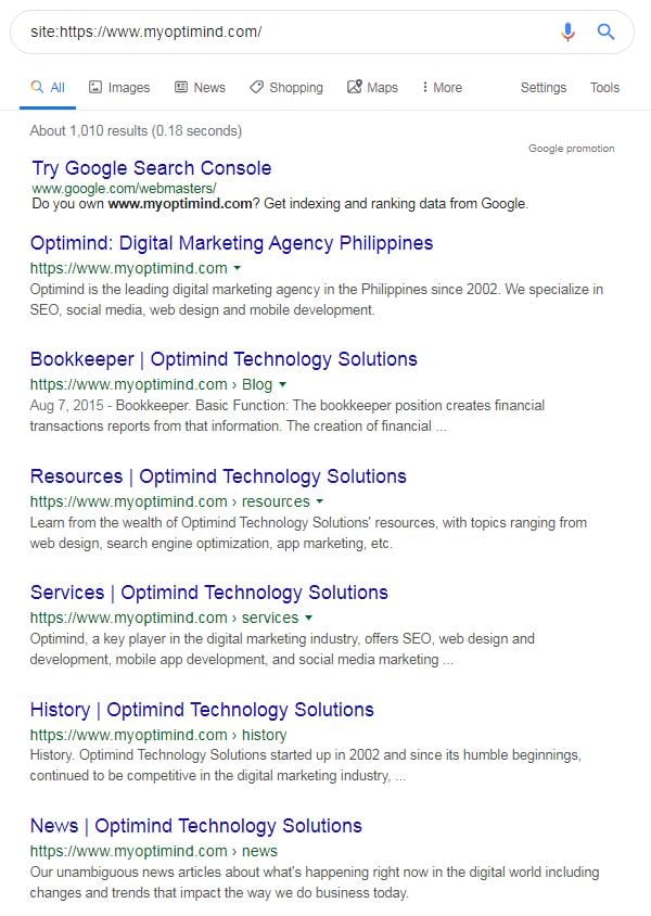 technical seo audit site search sample